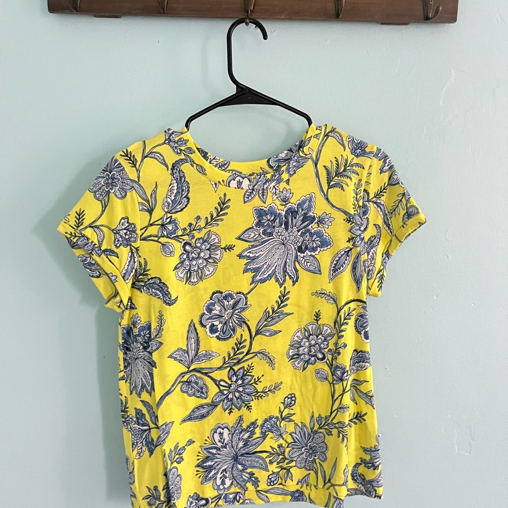 Floral Yellow and Blue Women's Top
